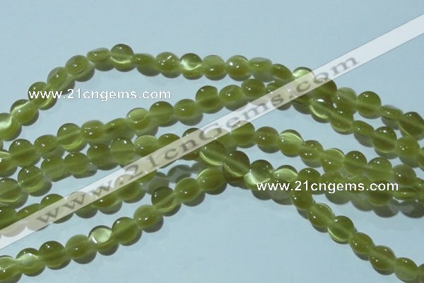 CCT459 15 inches 6mm flat round cats eye beads wholesale