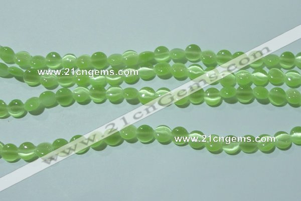 CCT460 15 inches 6mm flat round cats eye beads wholesale