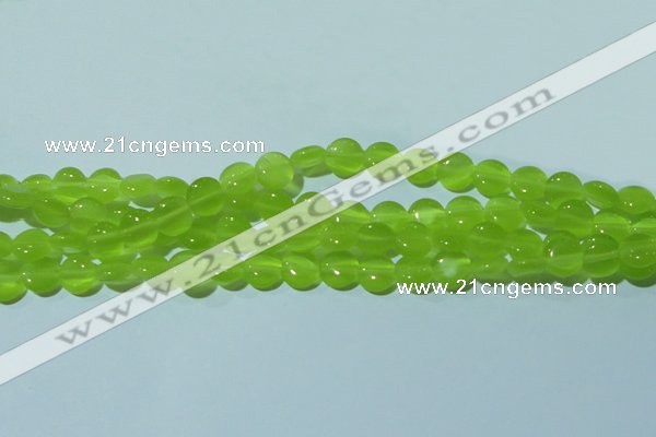 CCT461 15 inches 6mm flat round cats eye beads wholesale