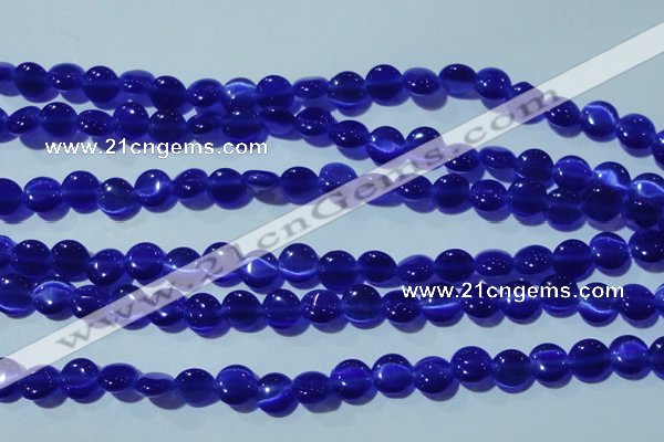 CCT466 15 inches 6mm flat round cats eye beads wholesale