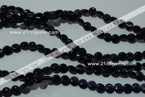 CCT468 15 inches 6mm flat round cats eye beads wholesale