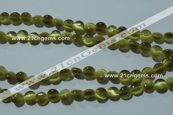 CCT483 15 inches 8mm flat round cats eye beads wholesale