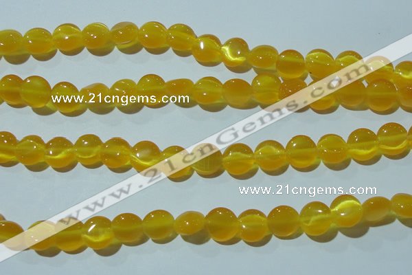 CCT484 15 inches 8mm flat round cats eye beads wholesale