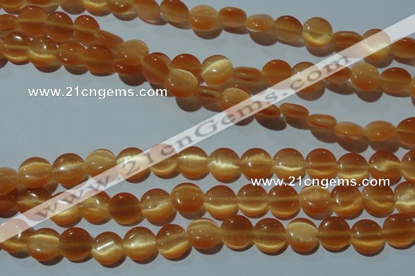 CCT485 15 inches 8mm flat round cats eye beads wholesale