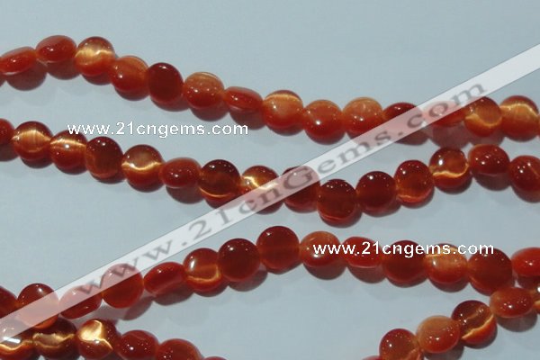 CCT487 15 inches 8mm flat round cats eye beads wholesale