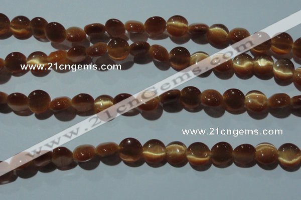 CCT488 15 inches 8mm flat round cats eye beads wholesale