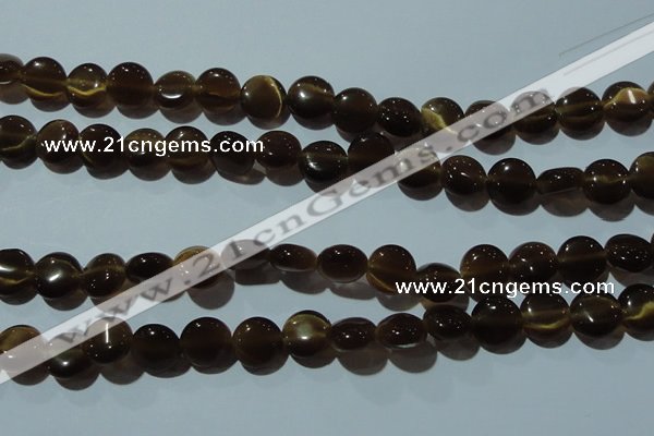 CCT489 15 inches 8mm flat round cats eye beads wholesale