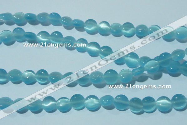 CCT492 15 inches 8mm flat round cats eye beads wholesale