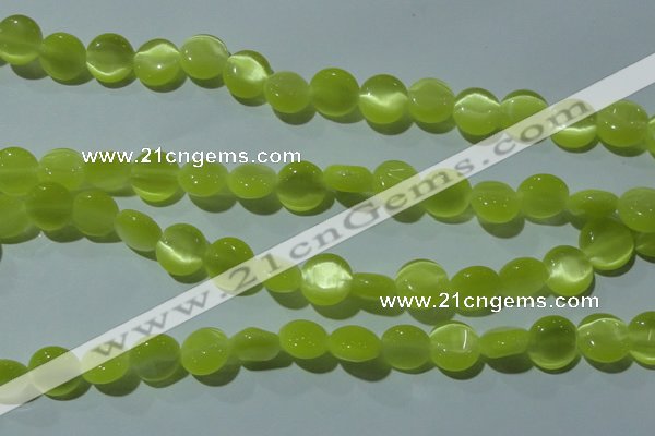 CCT494 15 inches 8mm flat round cats eye beads wholesale