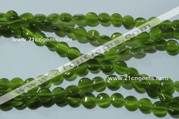 CCT495 15 inches 8mm flat round cats eye beads wholesale