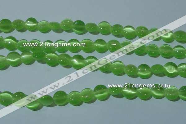 CCT496 15 inches 8mm flat round cats eye beads wholesale