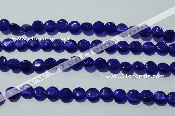 CCT498 15 inches 8mm flat round cats eye beads wholesale