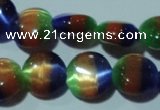 CCT499 15 inches 8mm flat round cats eye beads wholesale