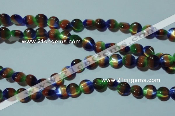 CCT499 15 inches 8mm flat round cats eye beads wholesale