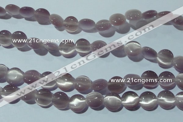 CCT512 15 inches 10mm flat round cats eye beads wholesale