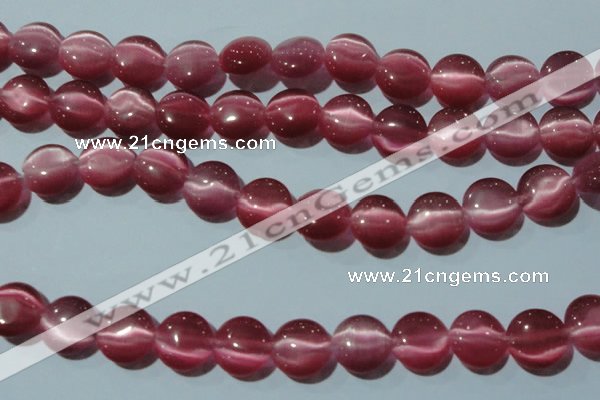 CCT513 15 inches 10mm flat round cats eye beads wholesale