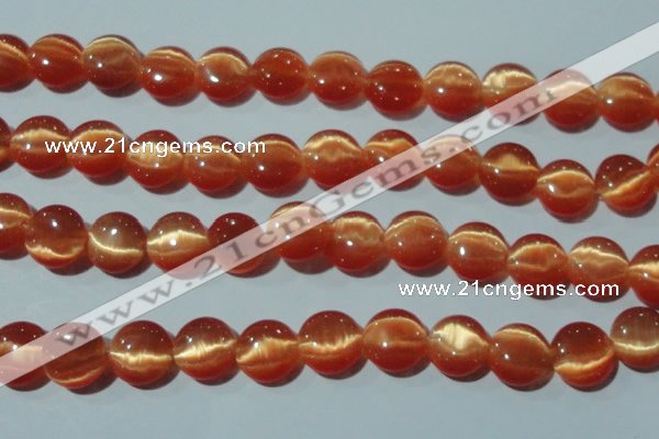 CCT514 15 inches 10mm flat round cats eye beads wholesale