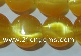 CCT515 15 inches 10mm flat round cats eye beads wholesale