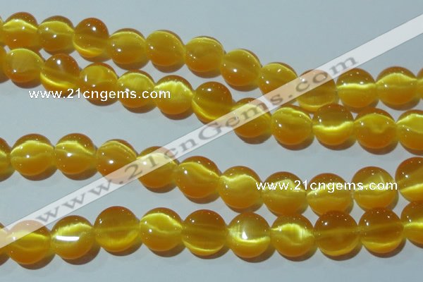 CCT515 15 inches 10mm flat round cats eye beads wholesale