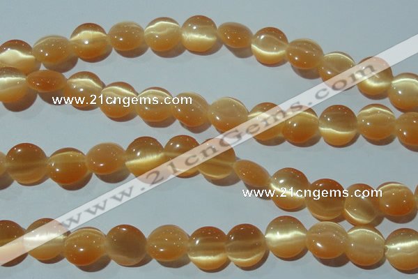 CCT516 15 inches 10mm flat round cats eye beads wholesale