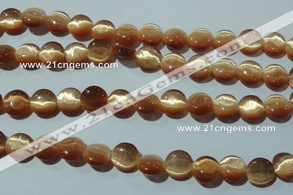 CCT517 15 inches 10mm flat round cats eye beads wholesale