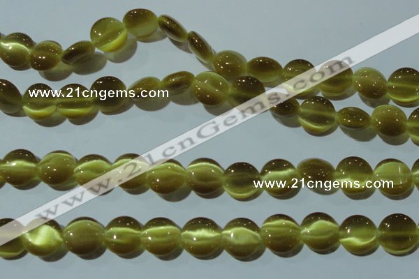 CCT518 15 inches 10mm flat round cats eye beads wholesale