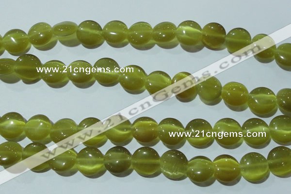 CCT519 15 inches 10mm flat round cats eye beads wholesale