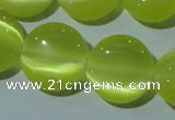 CCT520 15 inches 10mm flat round cats eye beads wholesale