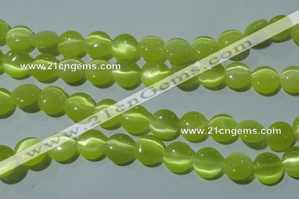 CCT520 15 inches 10mm flat round cats eye beads wholesale