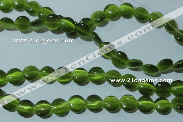 CCT522 15 inches 10mm flat round cats eye beads wholesale