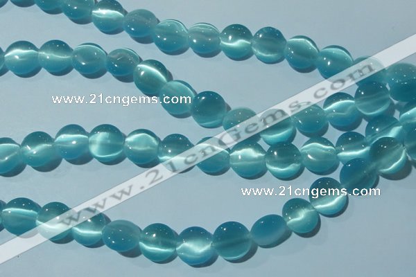 CCT524 15 inches 10mm flat round cats eye beads wholesale