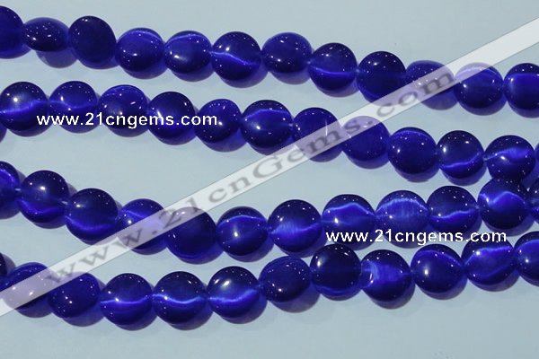 CCT525 15 inches 10mm flat round cats eye beads wholesale