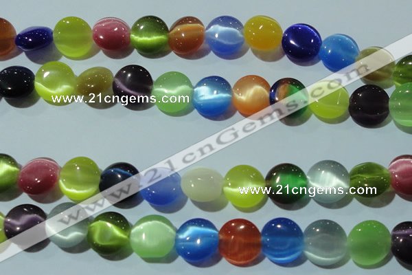 CCT526 15 inches 10mm flat round cats eye beads wholesale