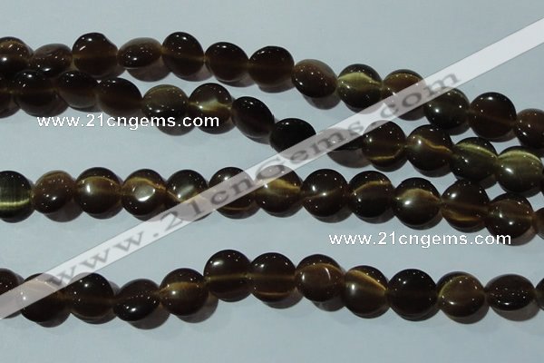 CCT527 15 inches 10mm flat round cats eye beads wholesale
