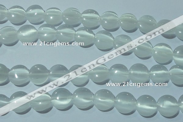 CCT540 15 inches 12mm flat round cats eye beads wholesale