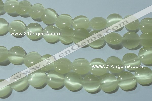 CCT541 15 inches 12mm flat round cats eye beads wholesale