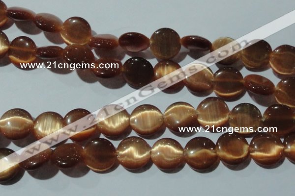 CCT544 15 inches 12mm flat round cats eye beads wholesale