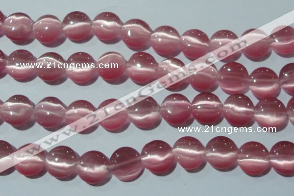 CCT545 15 inches 12mm flat round cats eye beads wholesale