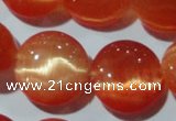 CCT546 15 inches 12mm flat round cats eye beads wholesale