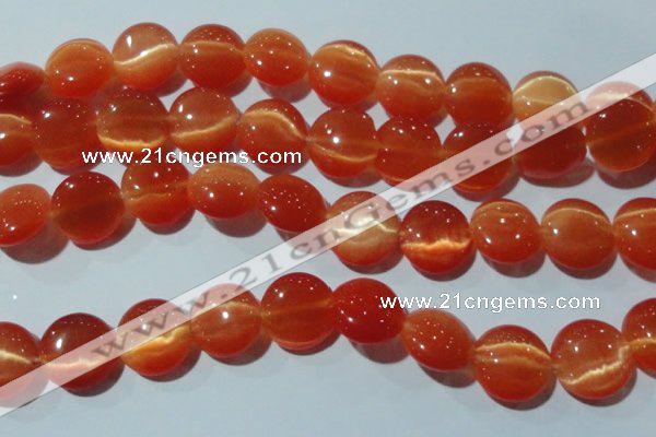 CCT546 15 inches 12mm flat round cats eye beads wholesale