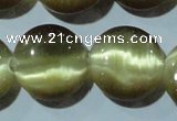 CCT547 15 inches 12mm flat round cats eye beads wholesale