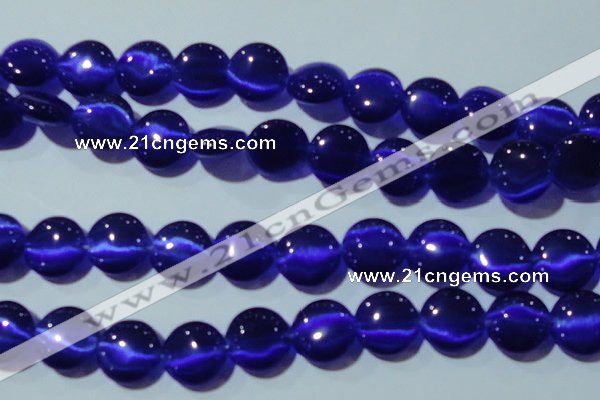 CCT551 15 inches 12mm flat round cats eye beads wholesale