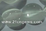 CCT570 15 inches 14mm flat round cats eye beads wholesale