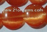 CCT572 15 inches 14mm flat round cats eye beads wholesale