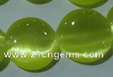 CCT574 15 inches 14mm flat round cats eye beads wholesale