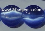 CCT579 15 inches 14mm flat round cats eye beads wholesale