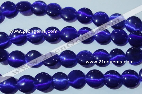 CCT580 15 inches 14mm flat round cats eye beads wholesale