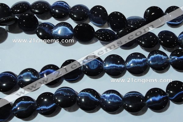 CCT582 15 inches 14mm flat round cats eye beads wholesale