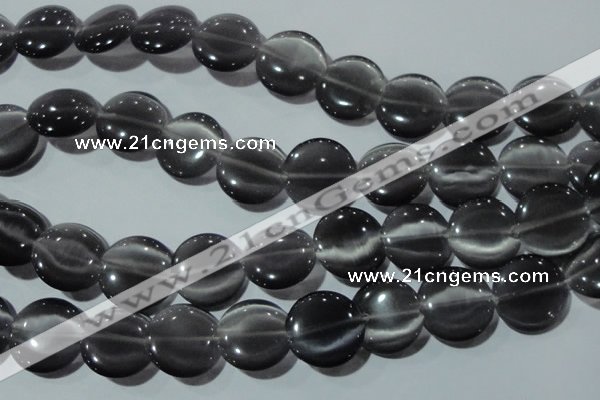 CCT583 15 inches 14mm flat round cats eye beads wholesale