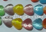 CCT973 15 inches 12*12mm faceted heart cats eye beads wholesale